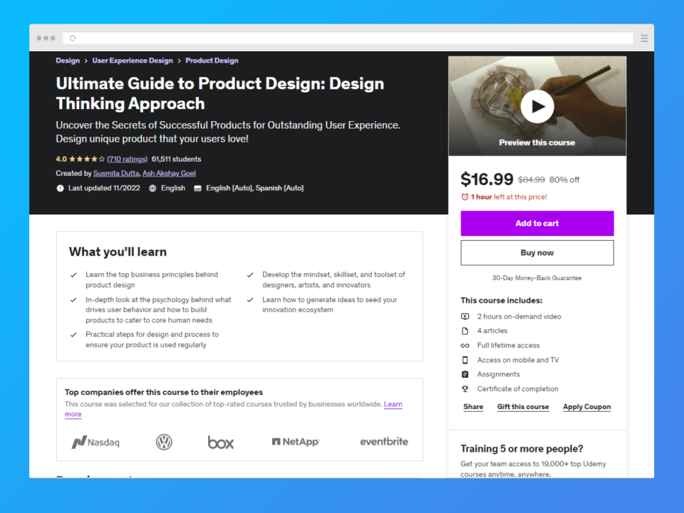 Ultimate Guide to Product Design course home page