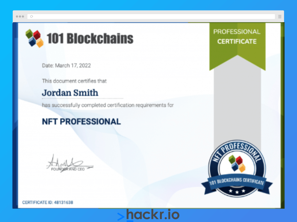 [101 Blockchains]Certified NFT Professional