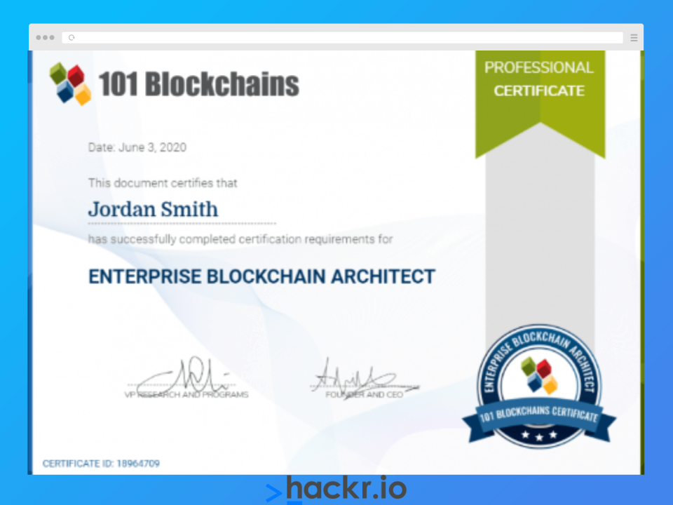 [101 Blockchains]Certified Enterprise Blockchain Architect