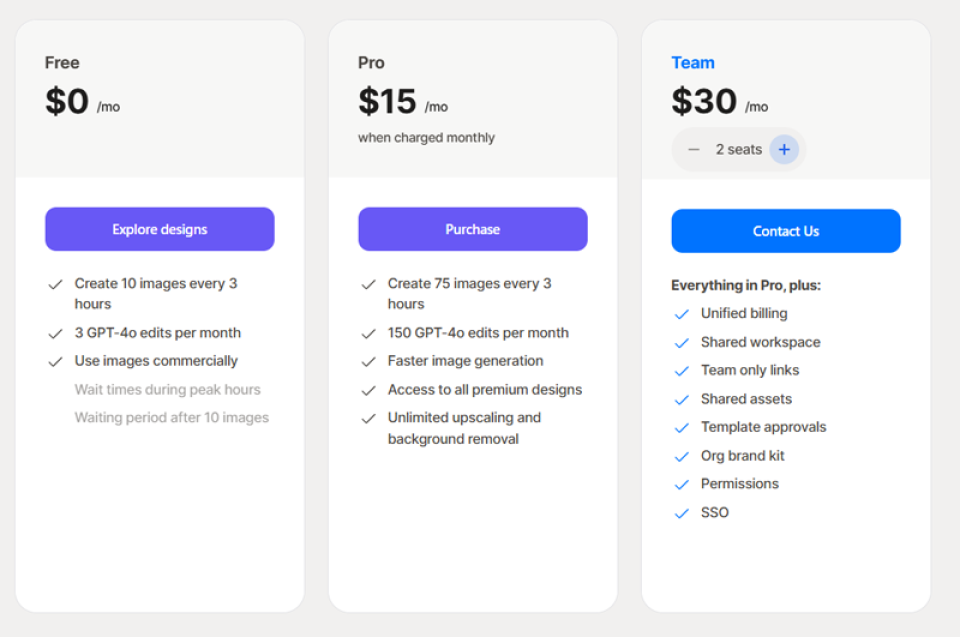 Playground AI has three tiers for pricing.