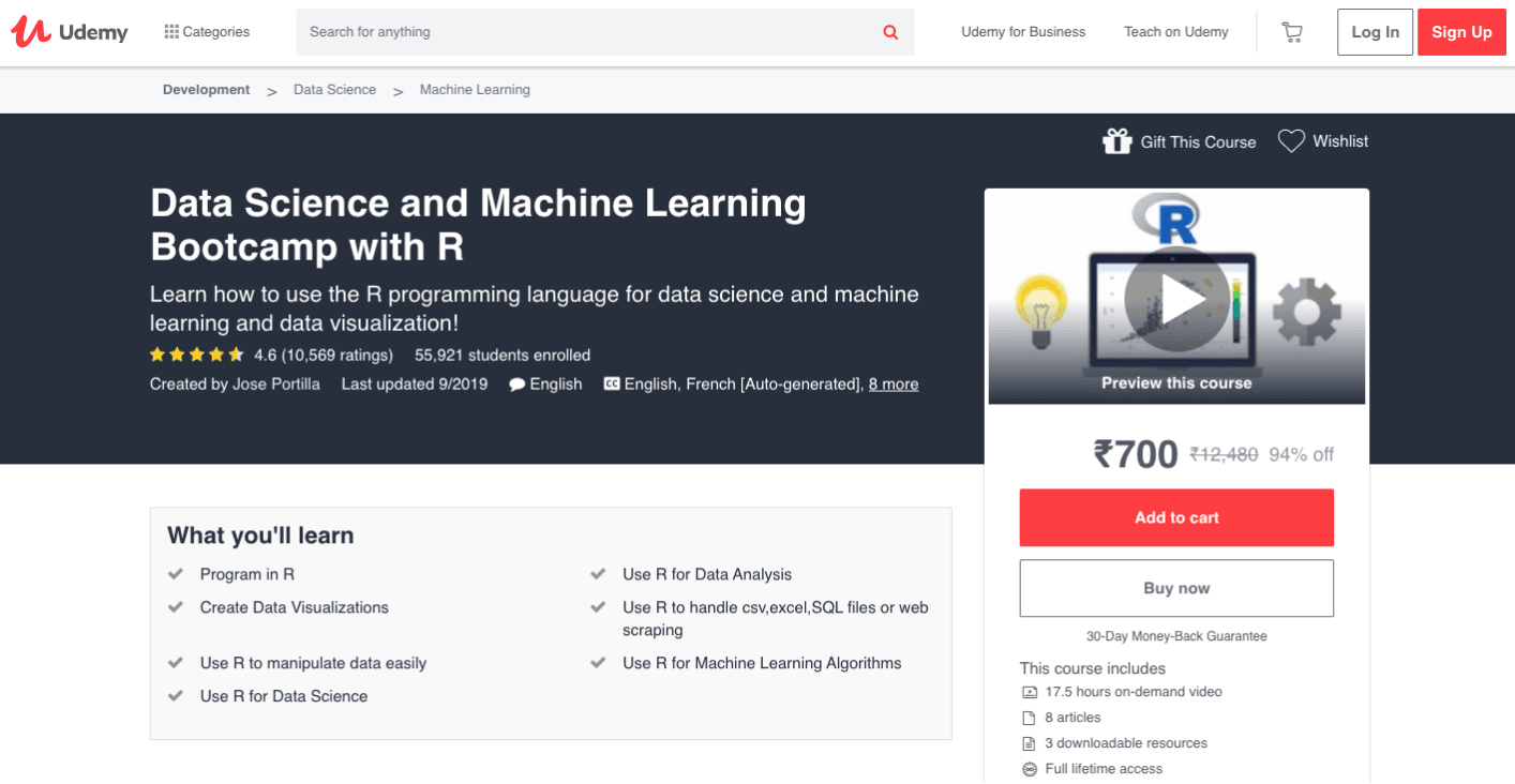 Data Science and Machine Learning Bootcamp with R